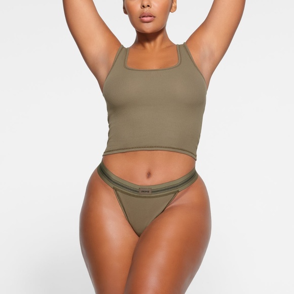 Skims Cotton Rib Tank Army Multi Size Small - Picture 2 of 3